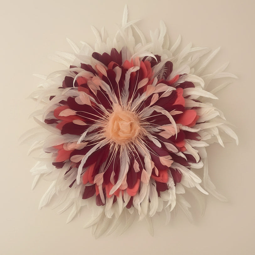 Pivoine — art mural en plumes fait main, Rêves de Vi