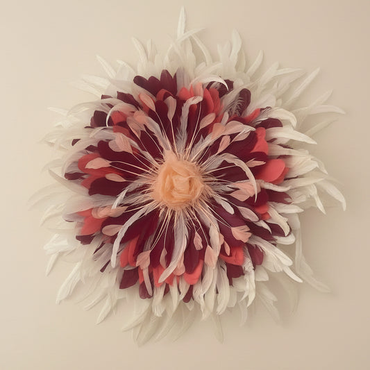 Pivoine — art mural en plumes fait main, Rêves de Vi