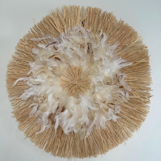 Raphia Plumes — art mural en plumes fait main, Rêves de Vi